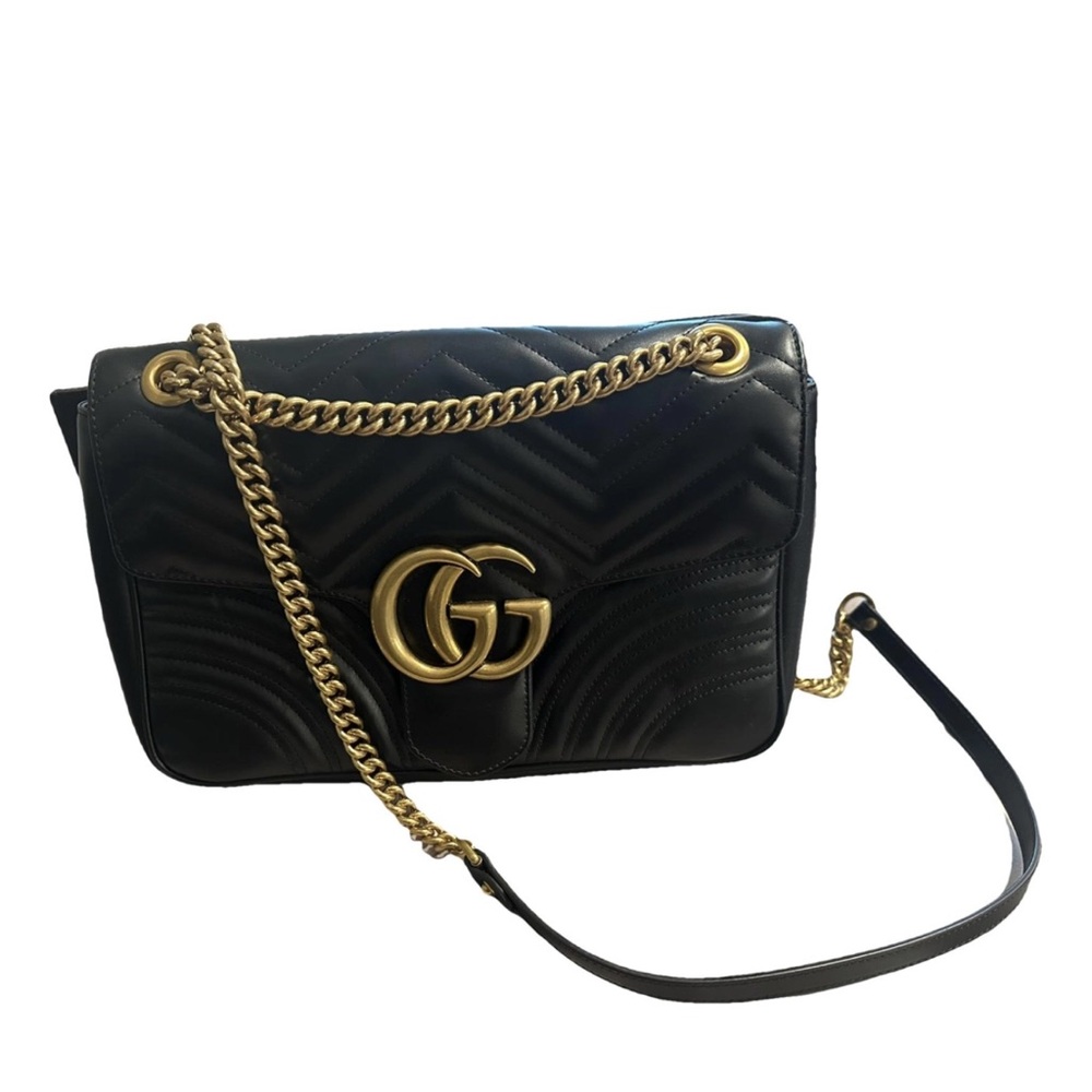 Gucci Black and Gold Designer Marmont Bag